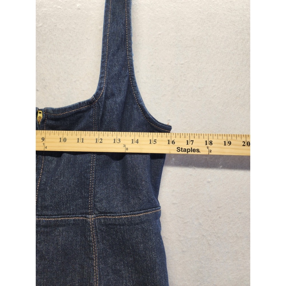 Old Navy Womens Dark Wash Denim Midi Fit and Flare Square Neck Dress Small NWT - Picture 9 of 10